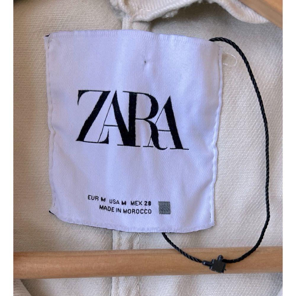 NWOT Zara Denim Jacket with Belt in Ice Color, Size Medium - Picture 13 of 16